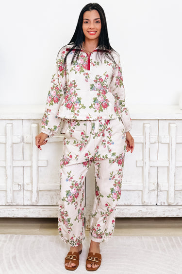 Bloom Boom Quarter Zip Floral Pants Set