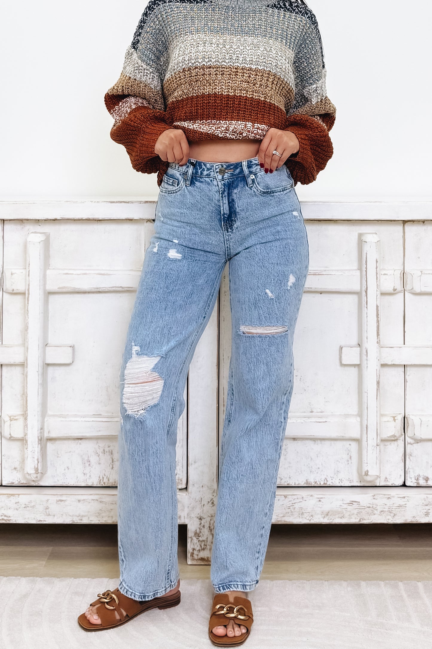 Forever Favorite By Mica - High Rise Straight Jeans - Funny Blue