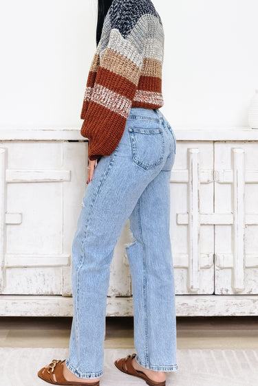 Forever Favorite By Mica - High Rise Straight Jeans - Funny Blue