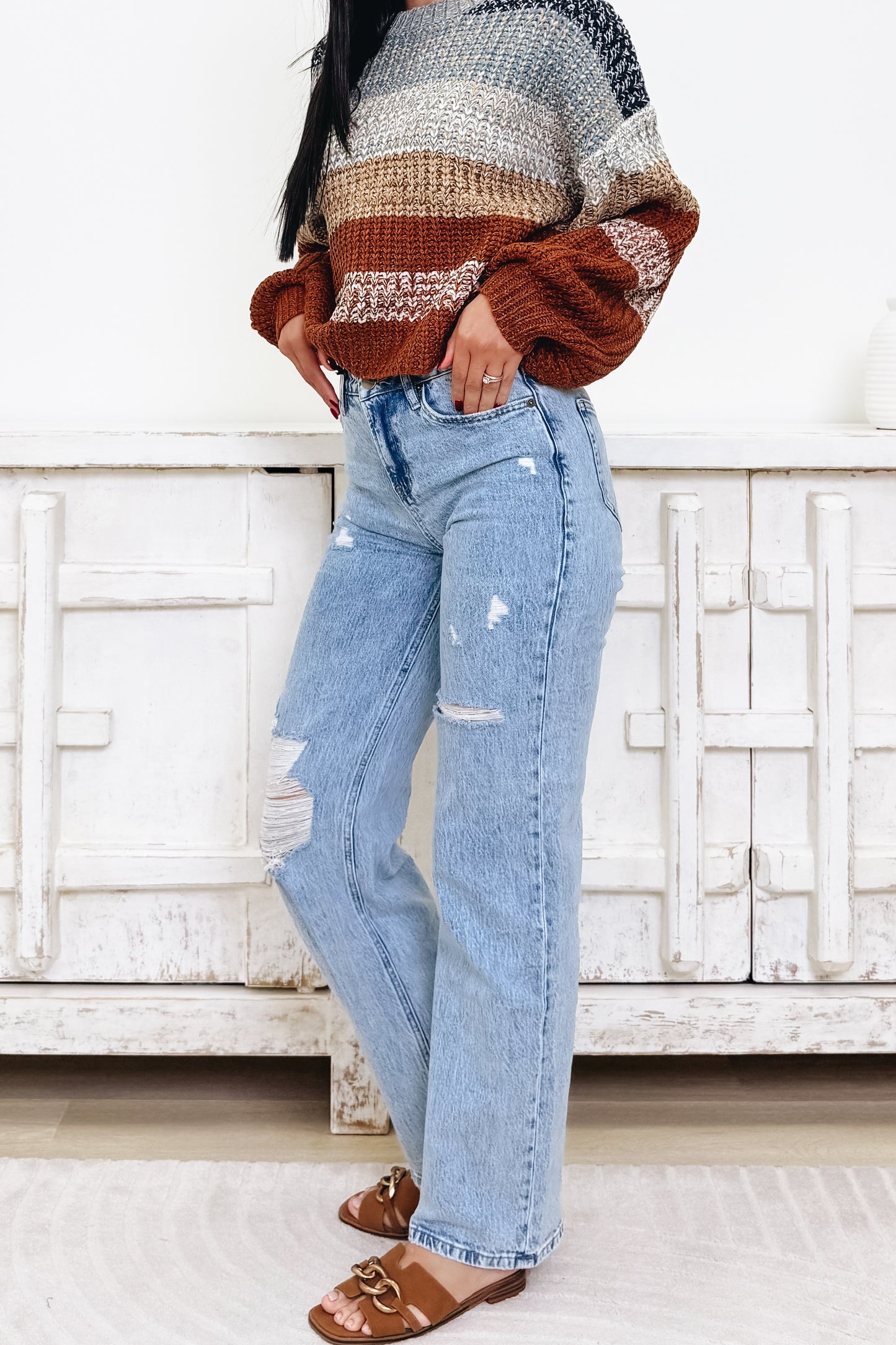 Forever Favorite By Mica - High Rise Straight Jeans - Funny Blue