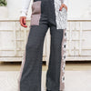 Coming Right Up Floral Leg Pants - Charcoal
