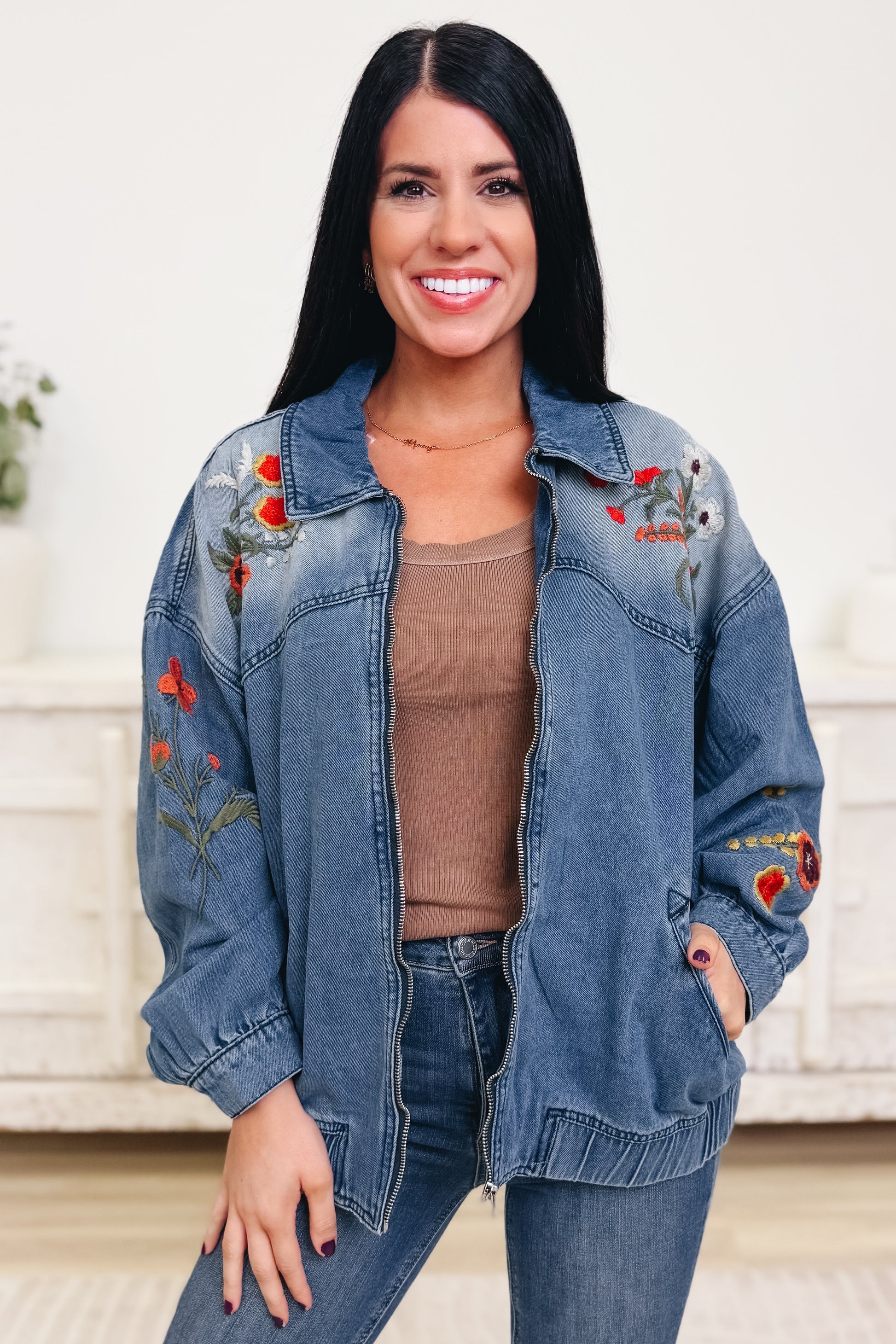 Branching Out Floral Denim Jacket - 2 Colors!