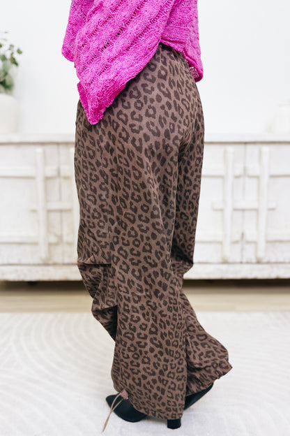 Spotted A Queen Leopard Mesh Cargo Joggers - Mocha