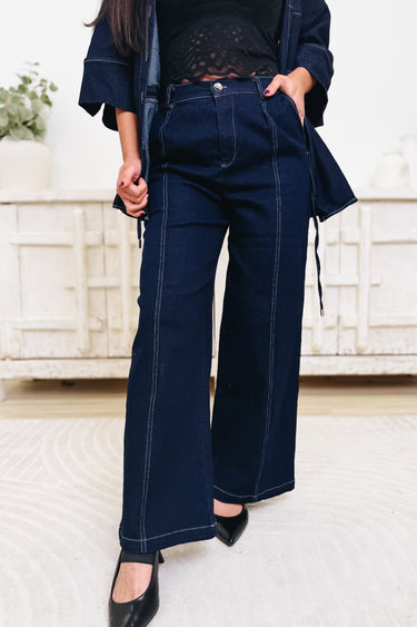Unbothered Babe Denim Pants Set
