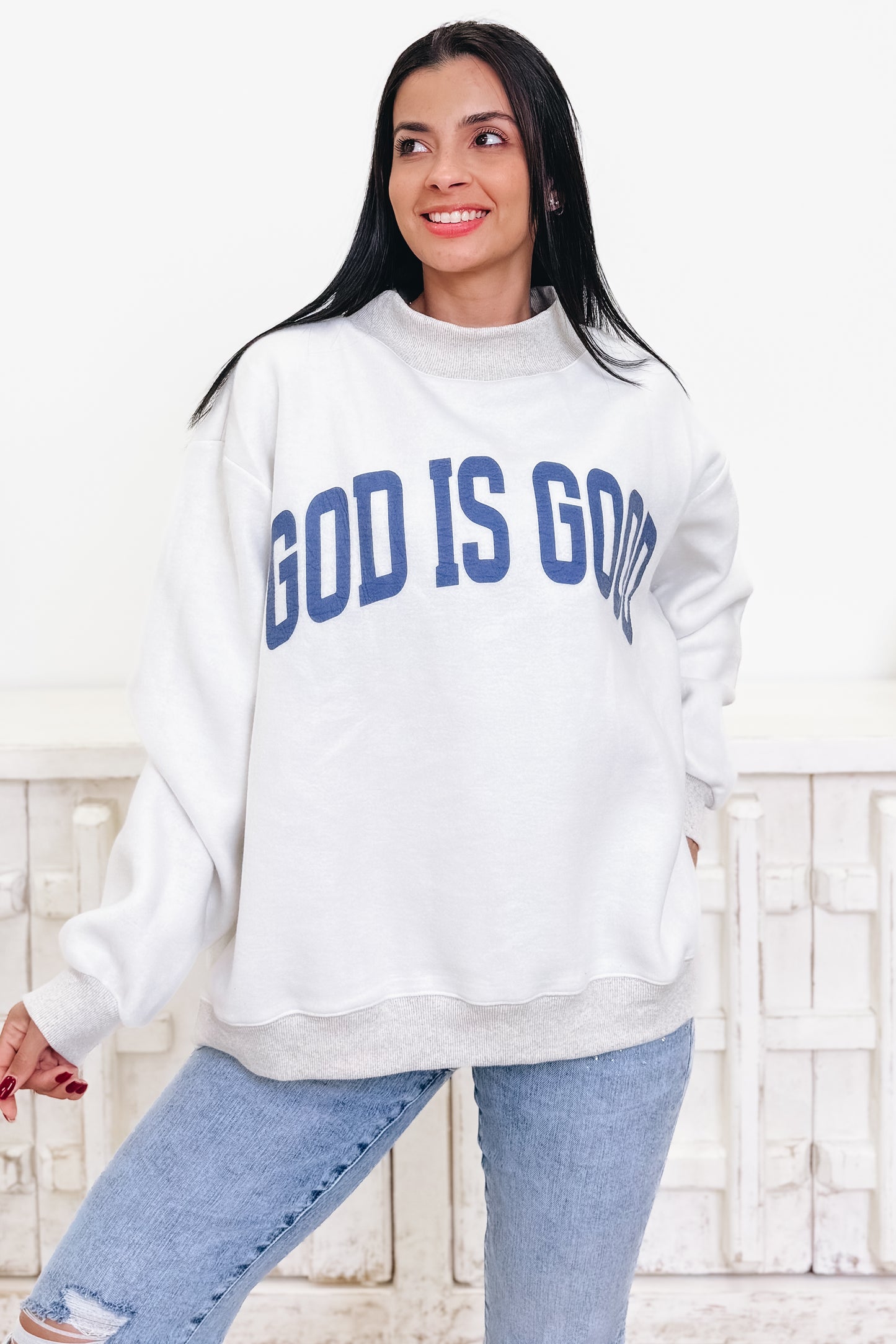 Jesus & God Is Good Reversible Sweatshirt