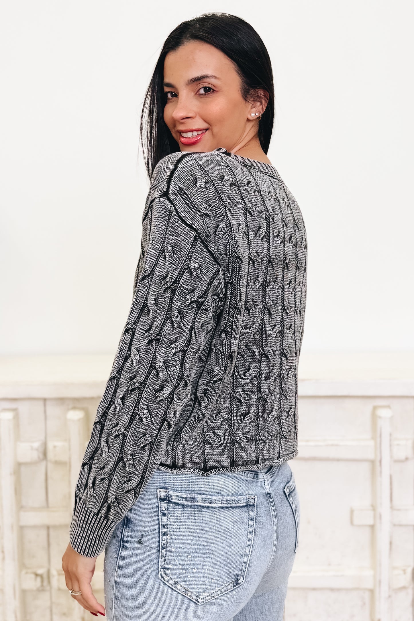 Fireside Favorite Cable Knit Sweater - 2 Colors!