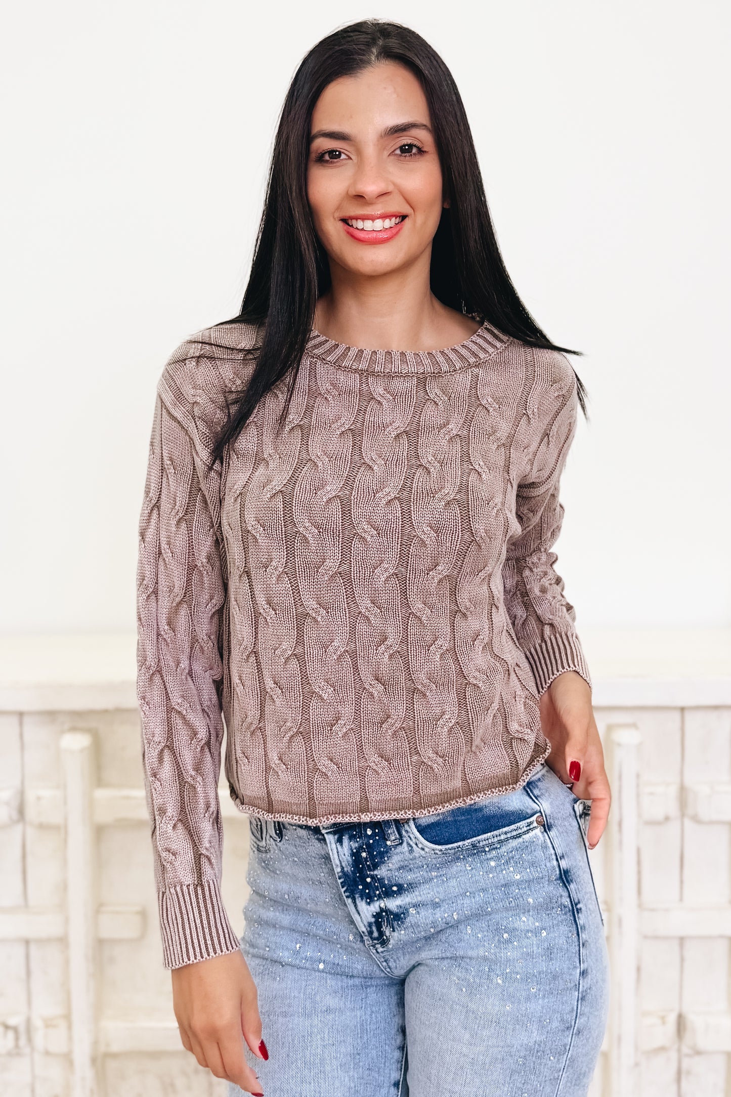 Fireside Favorite Cable Knit Sweater - 2 Colors!