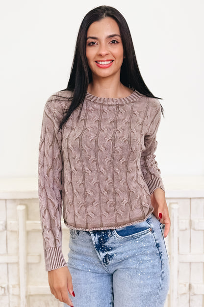 Fireside Favorite Cable Knit Sweater - 2 Colors!
