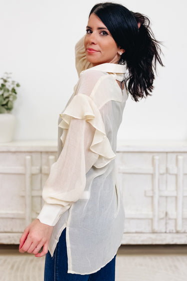 The Soft Cascade Ruffle Top