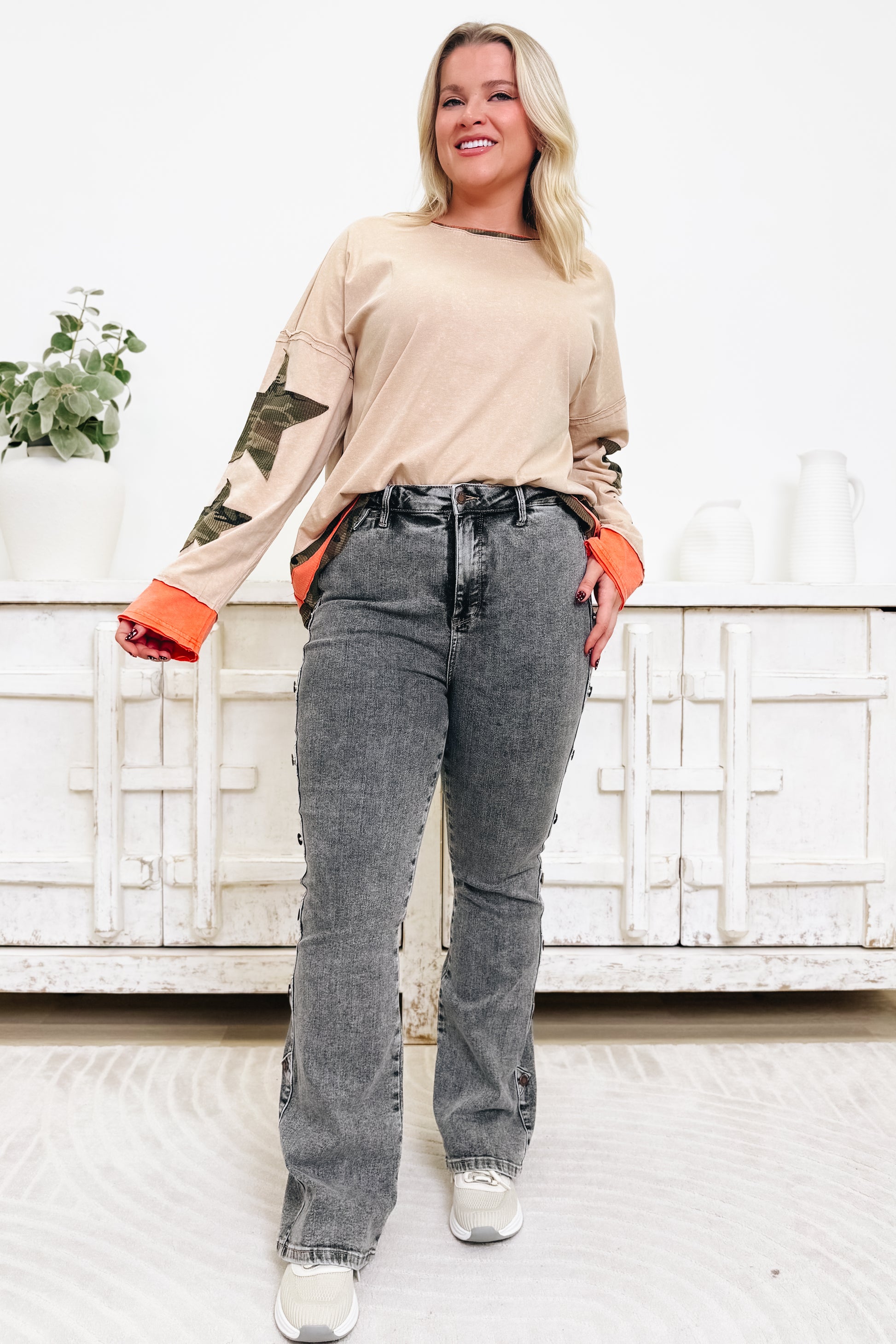 Smoke Show By Judy Blue - High Rise Western Coin Jeans - Grey