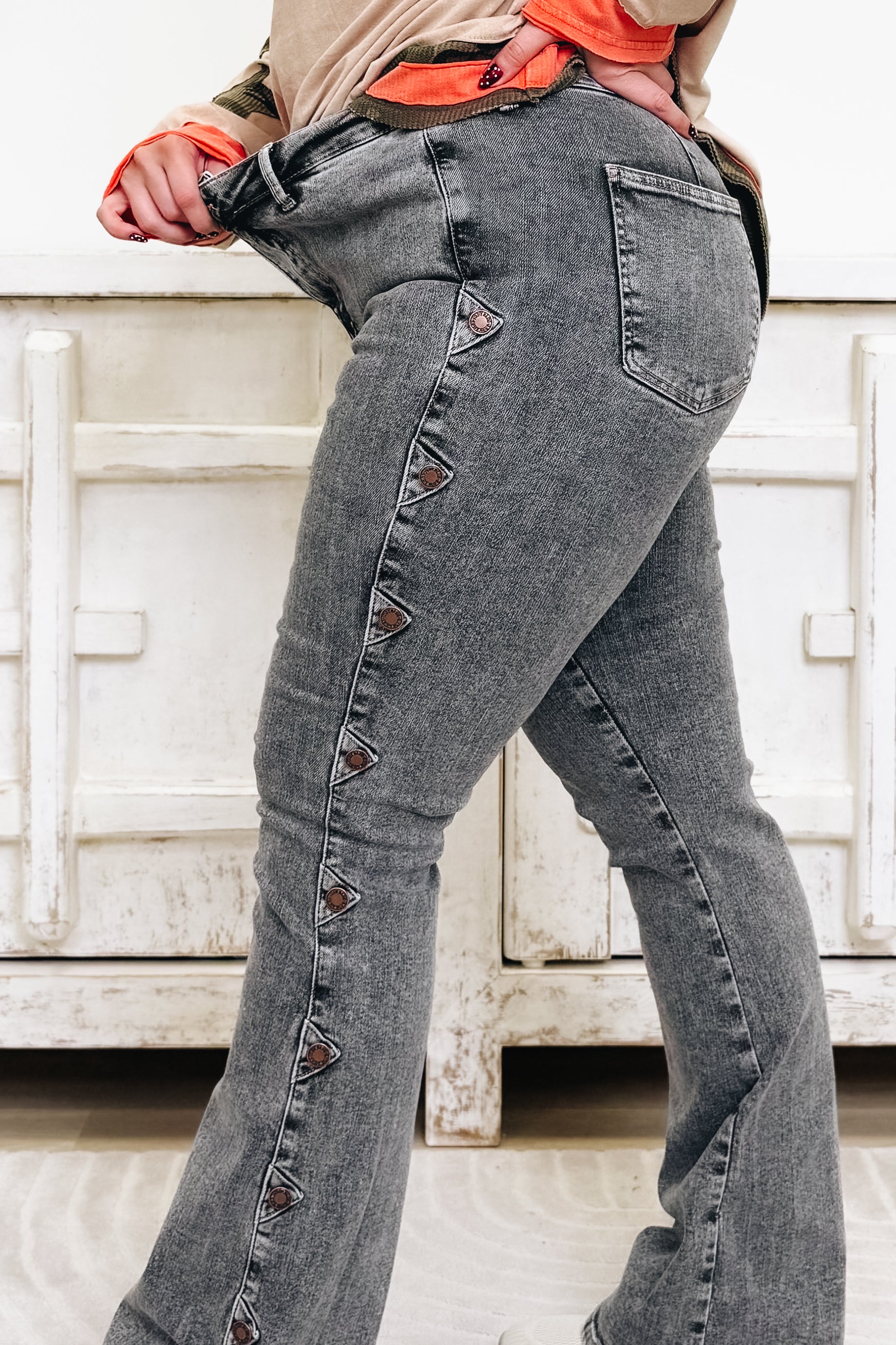 Smoke Show By Judy Blue - High Rise Western Coin Jeans - Grey