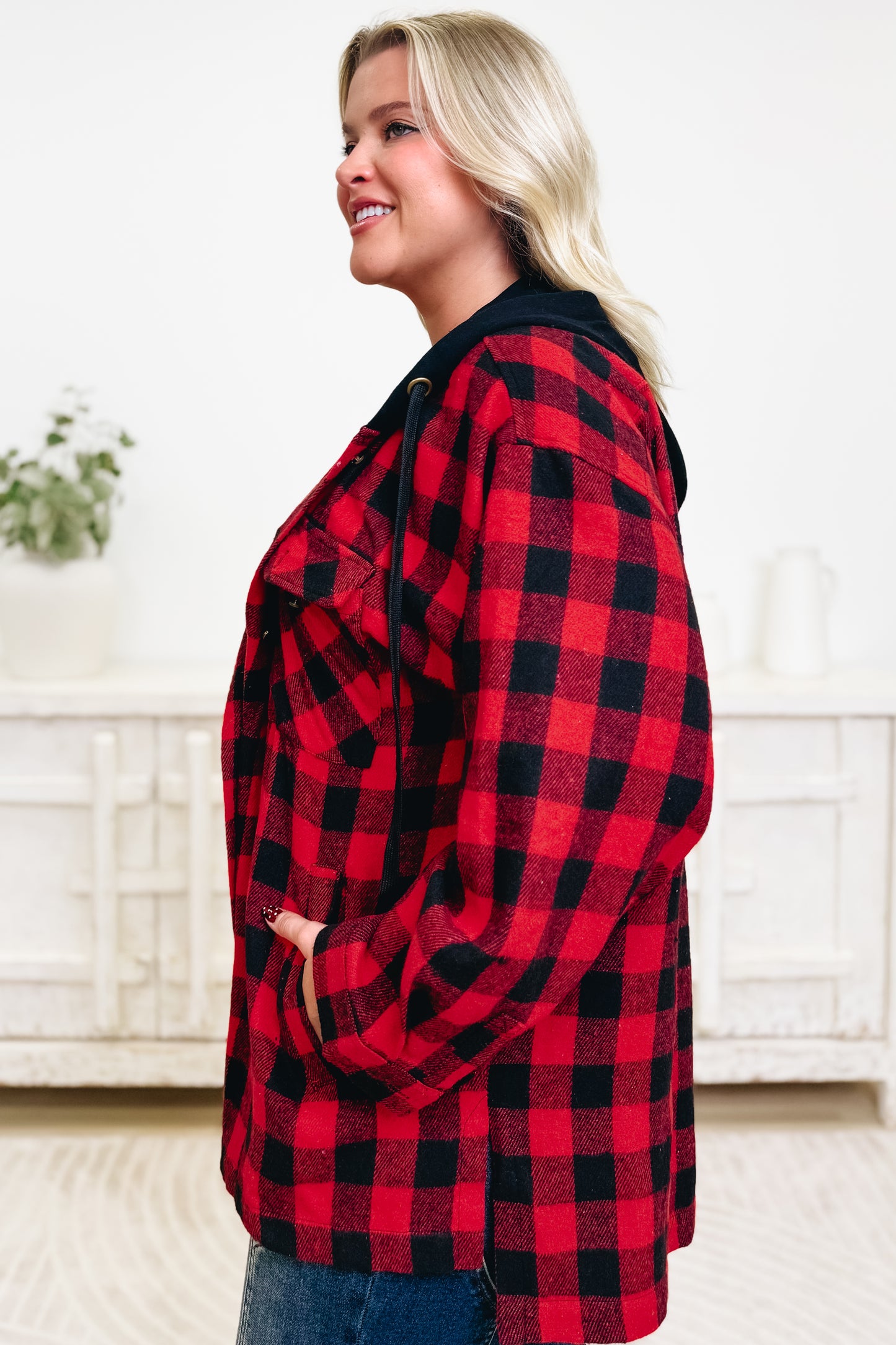 City Walk Plaid Hooded Shacket