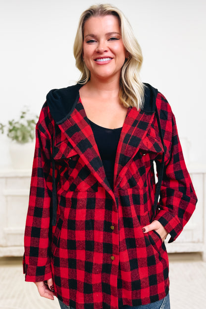 City Walk Plaid Hooded Shacket