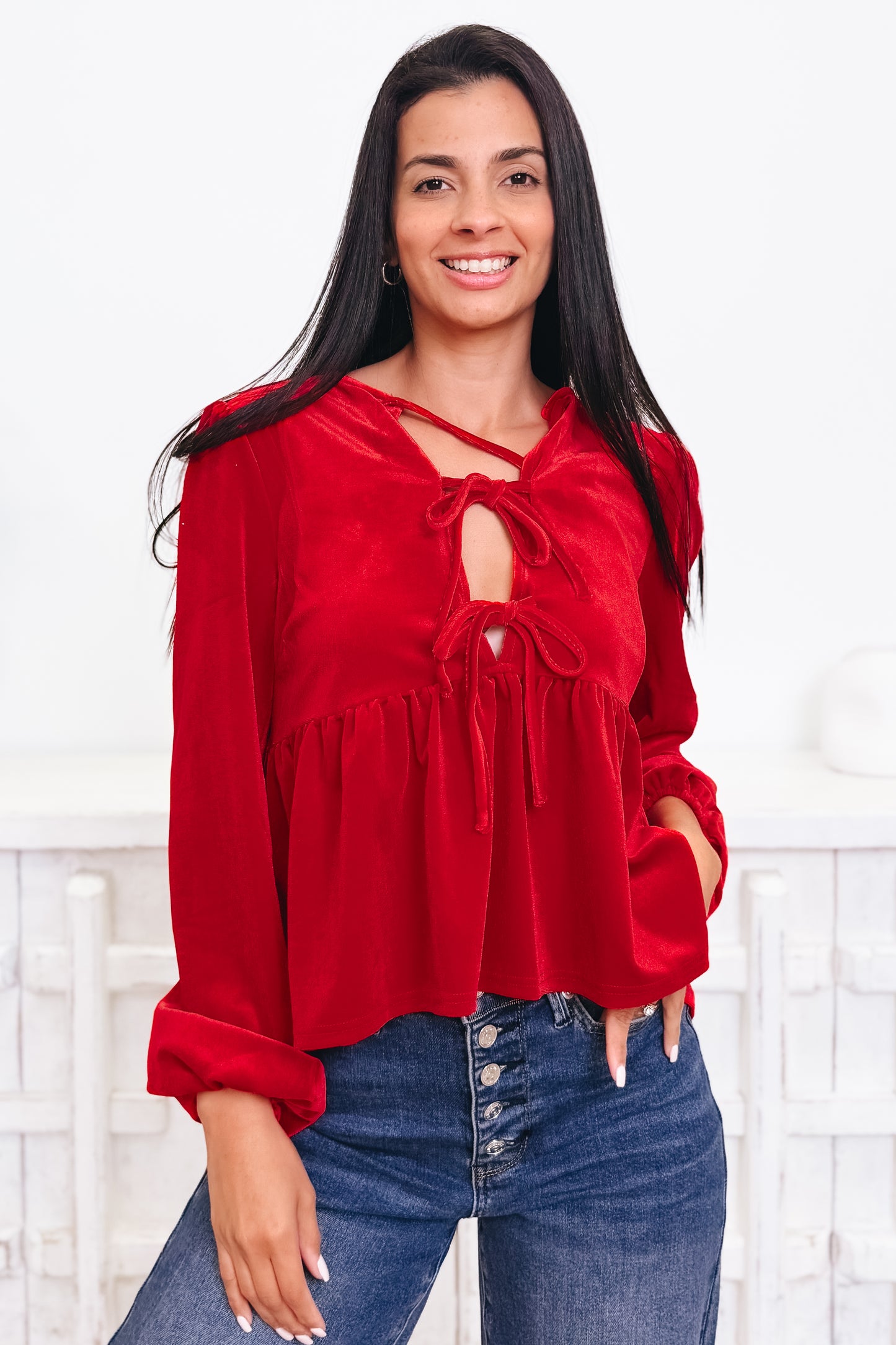 Velvet Ties Top - 3 Colors!