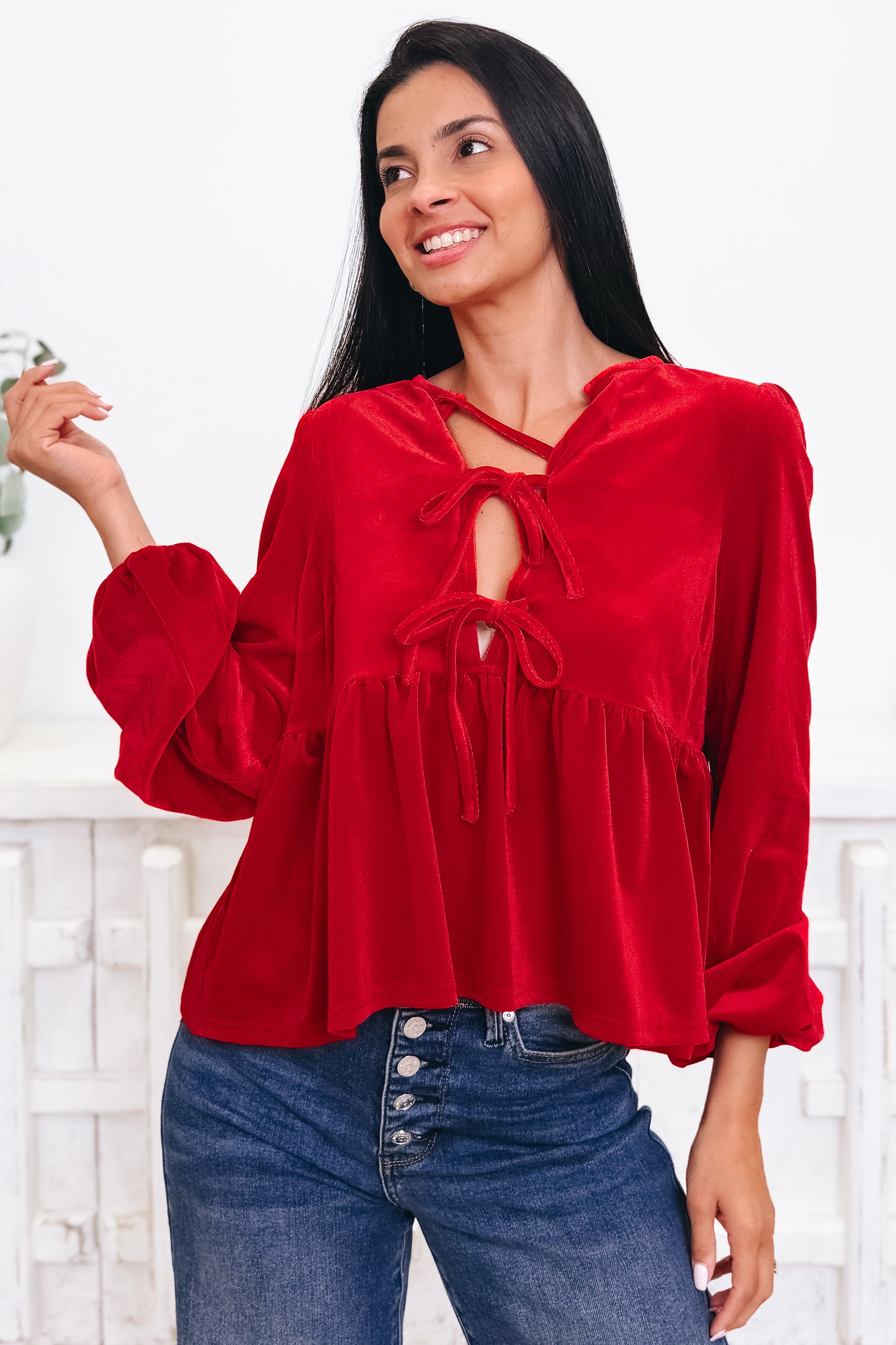 Velvet Ties Top - 3 Colors!