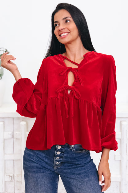 Velvet Ties Top - 3 Colors!