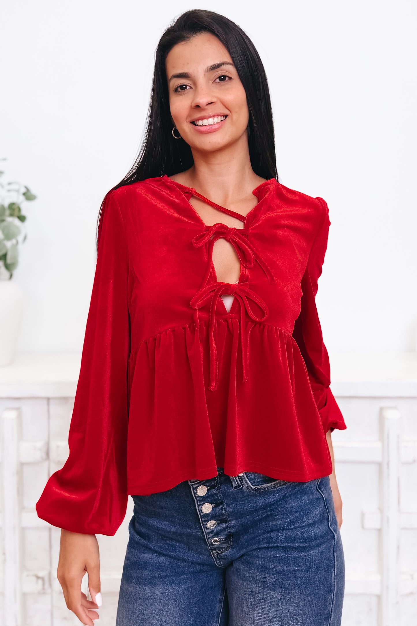 Velvet Ties Top - 3 Colors!