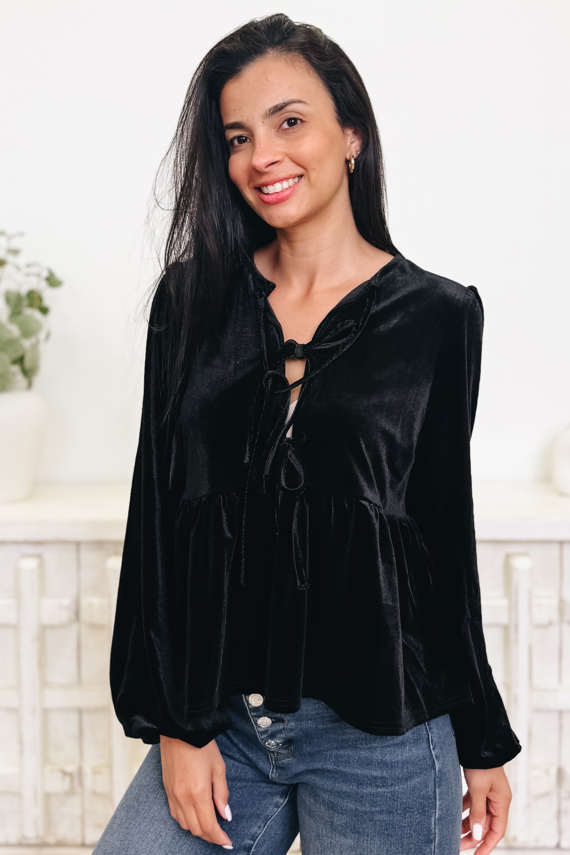 Velvet Ties Top - 3 Colors!