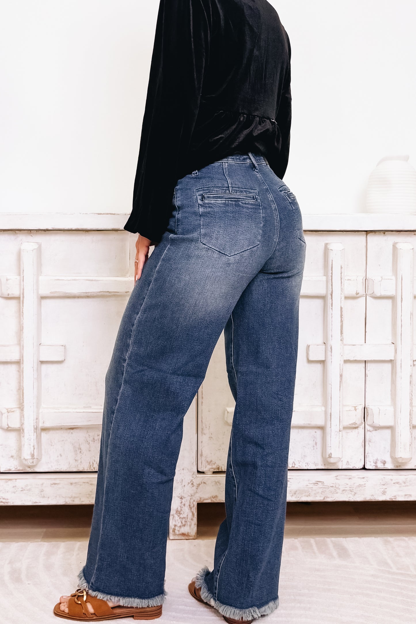 Wildcard By Judy Blue - High Rise Straight Button Fly Jeans - Dark