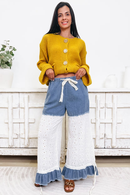 Patched Up Prayed Up Pants - Denim