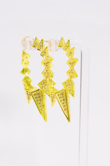 Spikey Earrings - Metallic Lime Punch