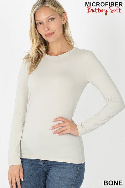 Slimming Long Sleeve Round Neck Tee