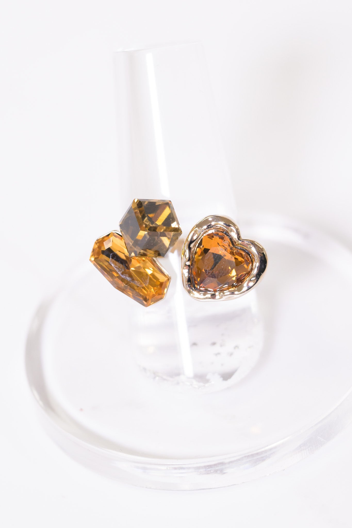 Etta Ring Heart - Metallic Linen Amber