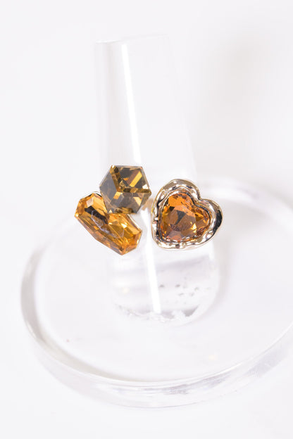 Etta Ring Heart - Metallic Linen Amber