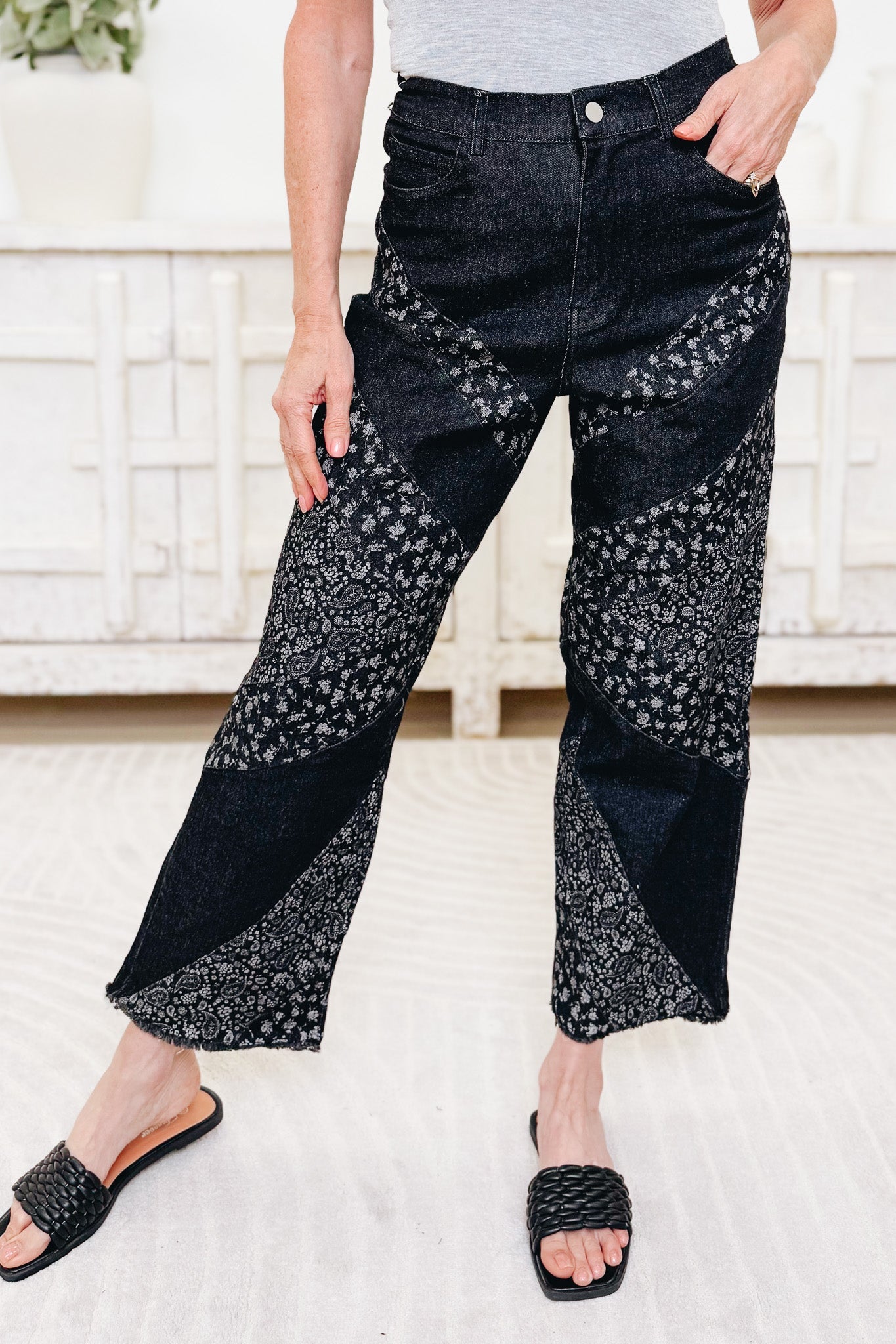 Take It To The Limit Paisley Denim Pants- 2 Colors !