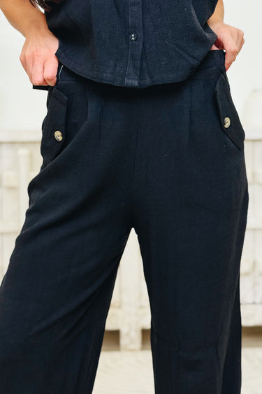 Meeting Ready Linen Pants - Black