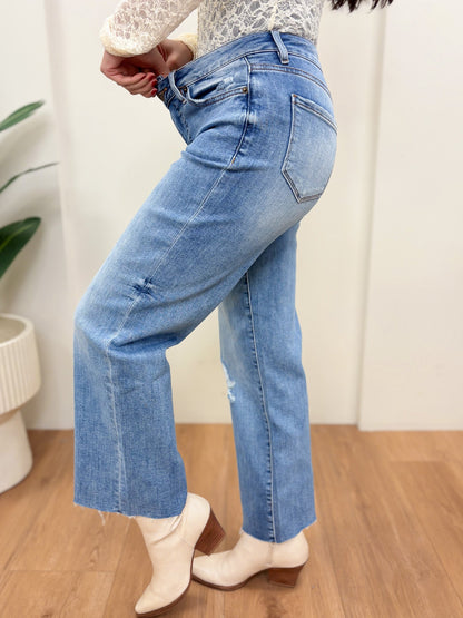 Hold Us Together By Mica - Mid Rise Tummy Control Wide Leg Jeans