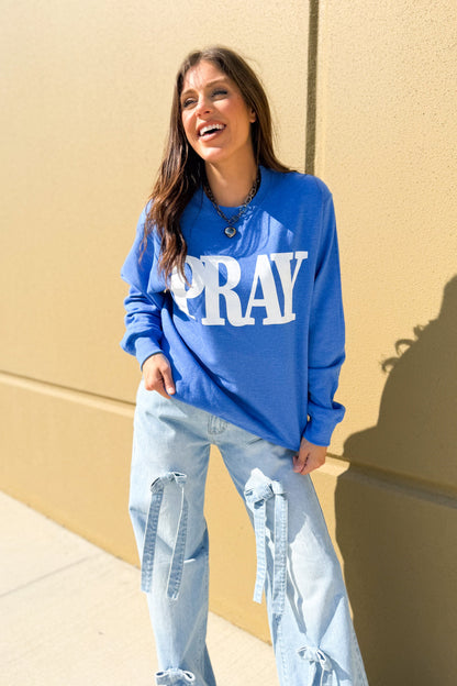PRAY Without Ceasing Graphic Sweatshirt - Heather Royal