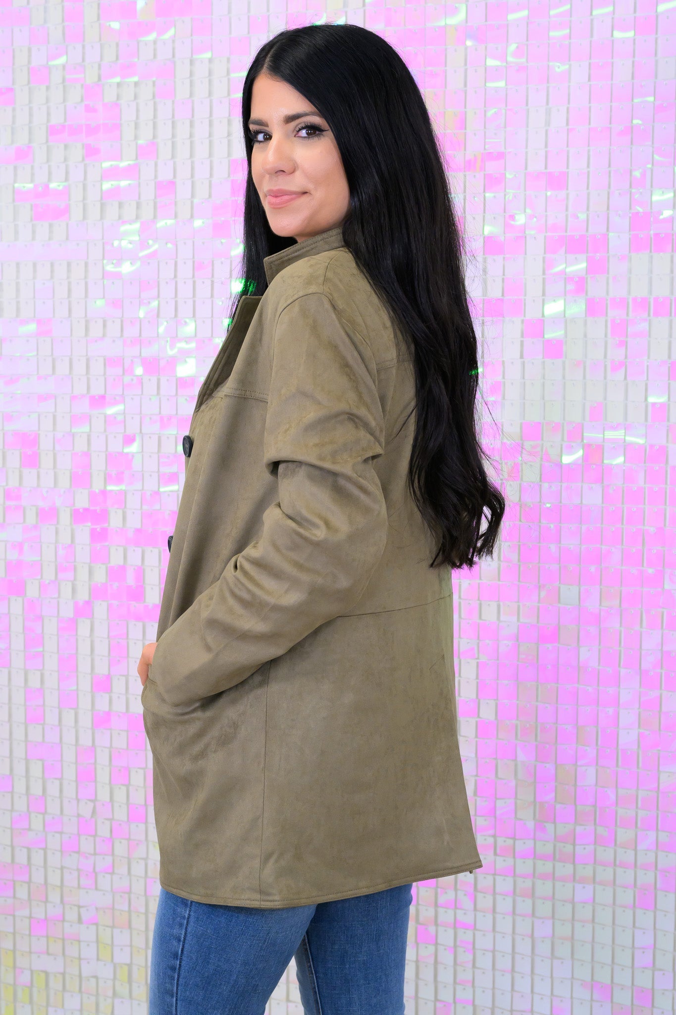 From The Beginning Faux Suede Blazer