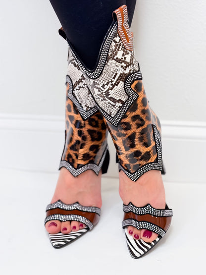 The Diva Stiletto High Heel Boots - Leopard