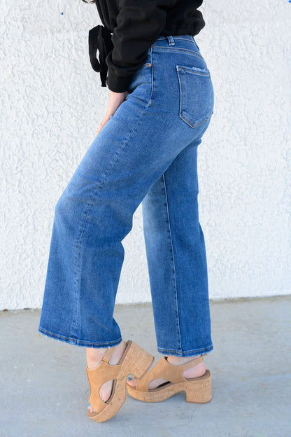 The Alice By Risen - High Rise Crop Wide Leg Jeans - Dark