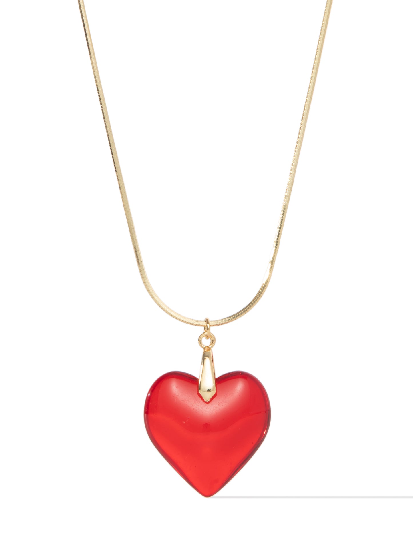 Glass Heart Necklace - Red