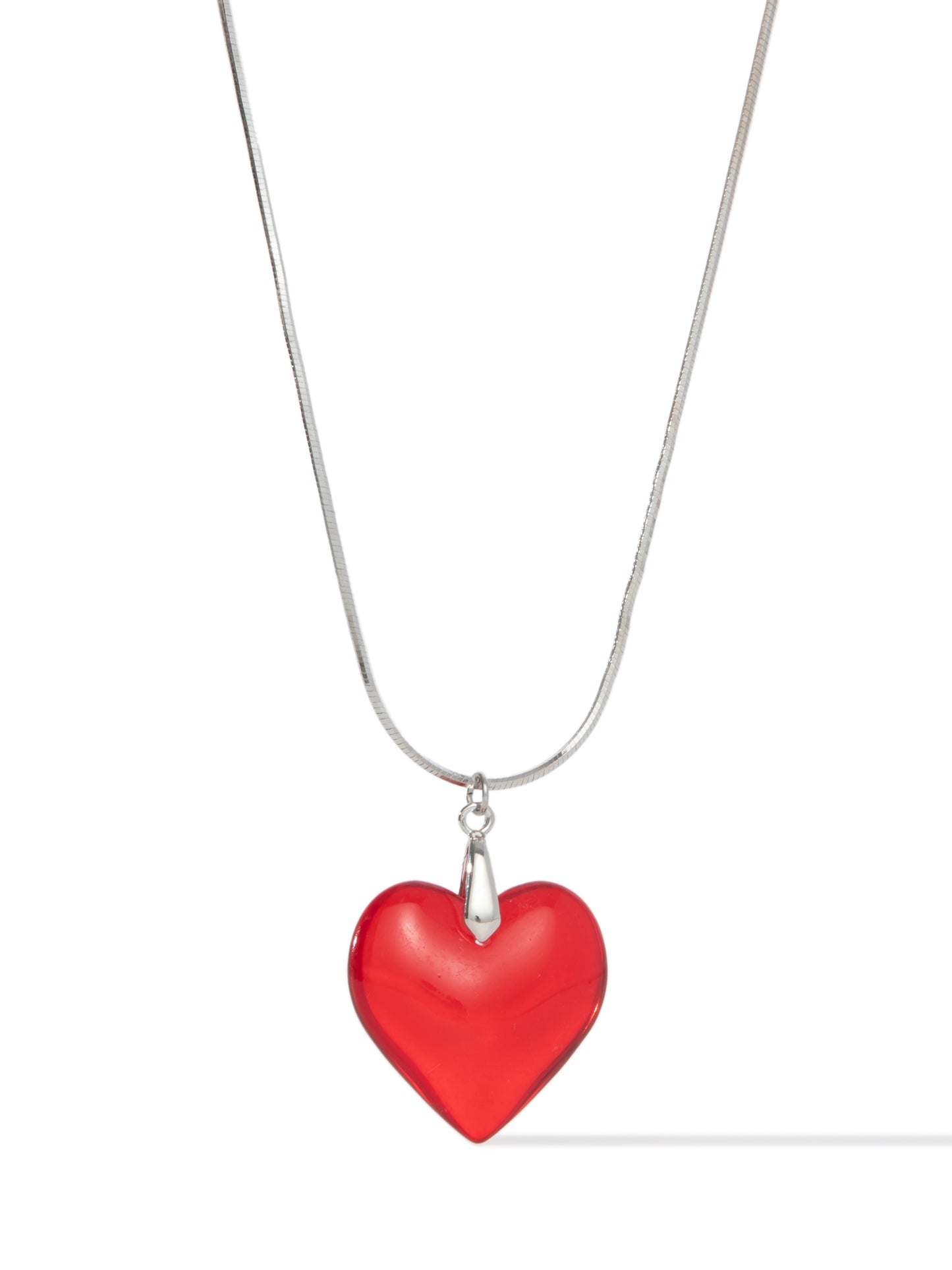 Glass Heart Necklace - Red