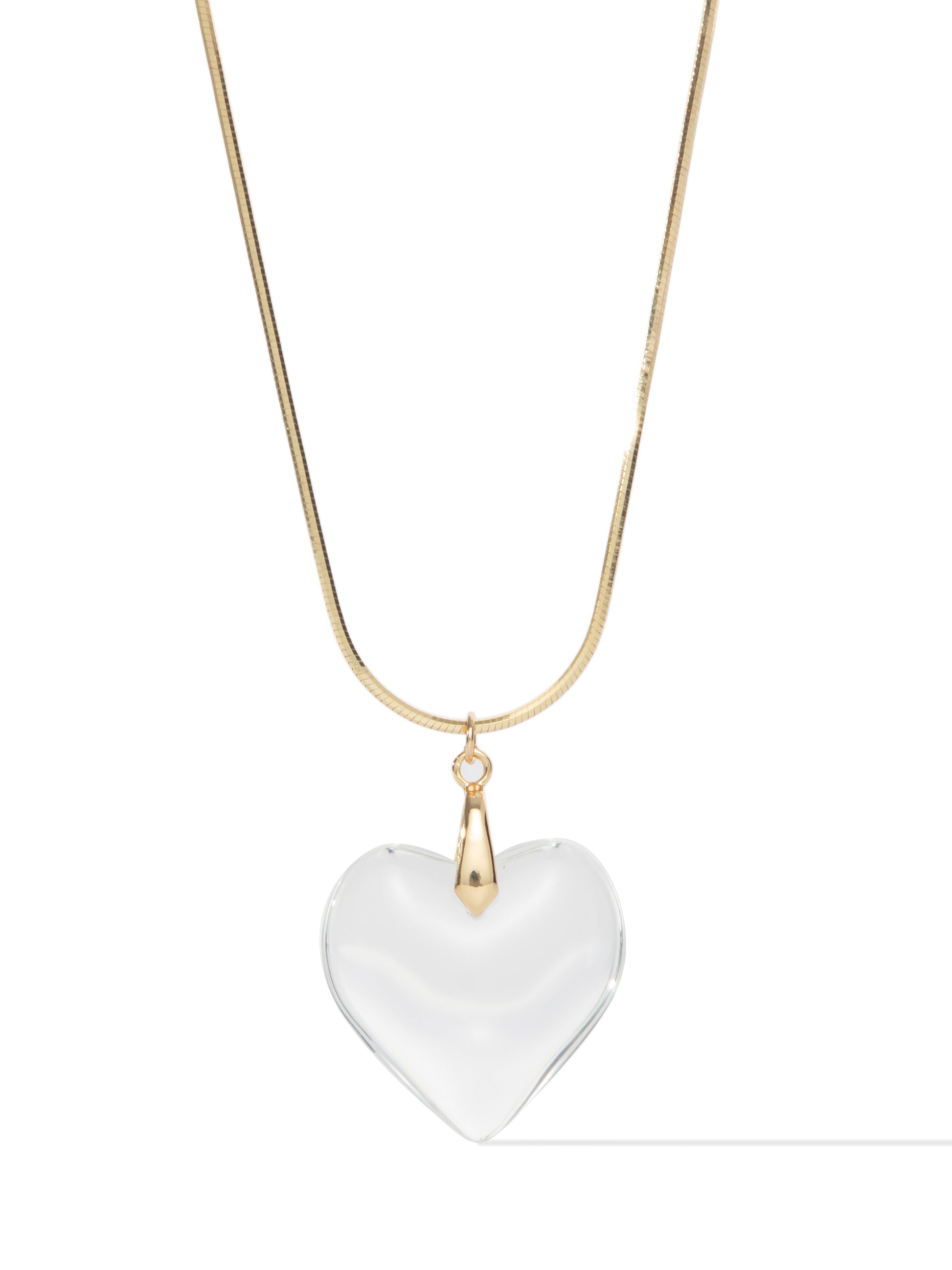 Glass Heart Necklace - Clear