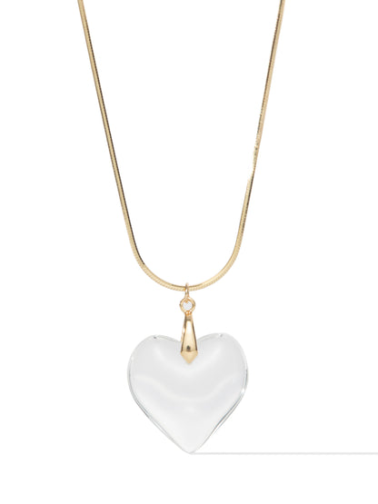 Glass Heart Necklace - Clear