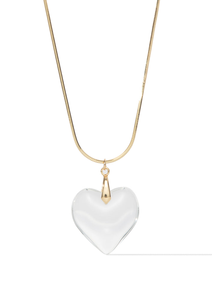 Glass Heart Necklace - Clear