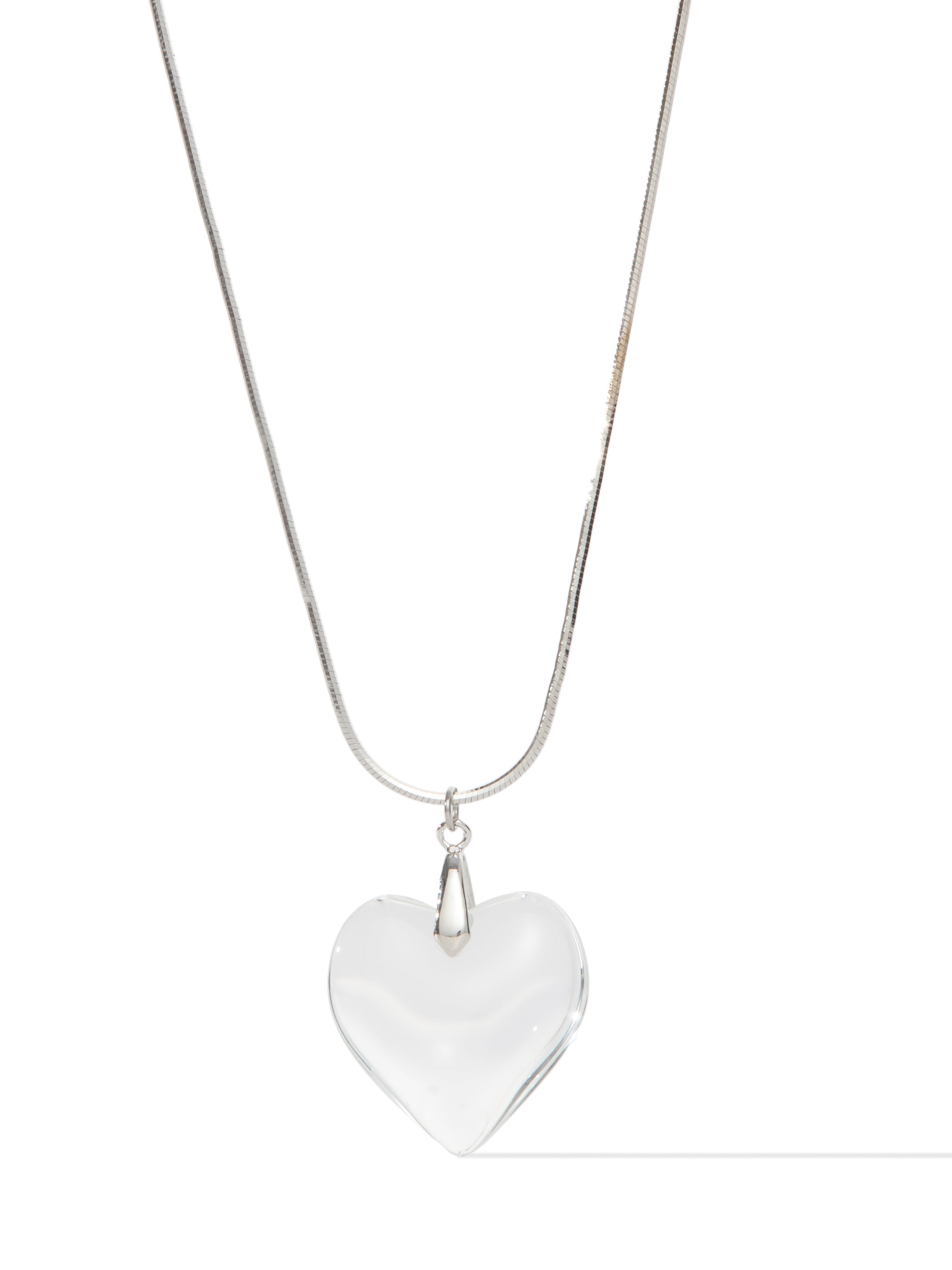 Glass Heart Necklace - Clear