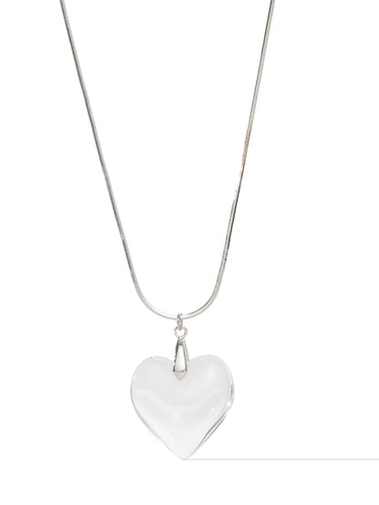 Glass Heart Necklace - Clear