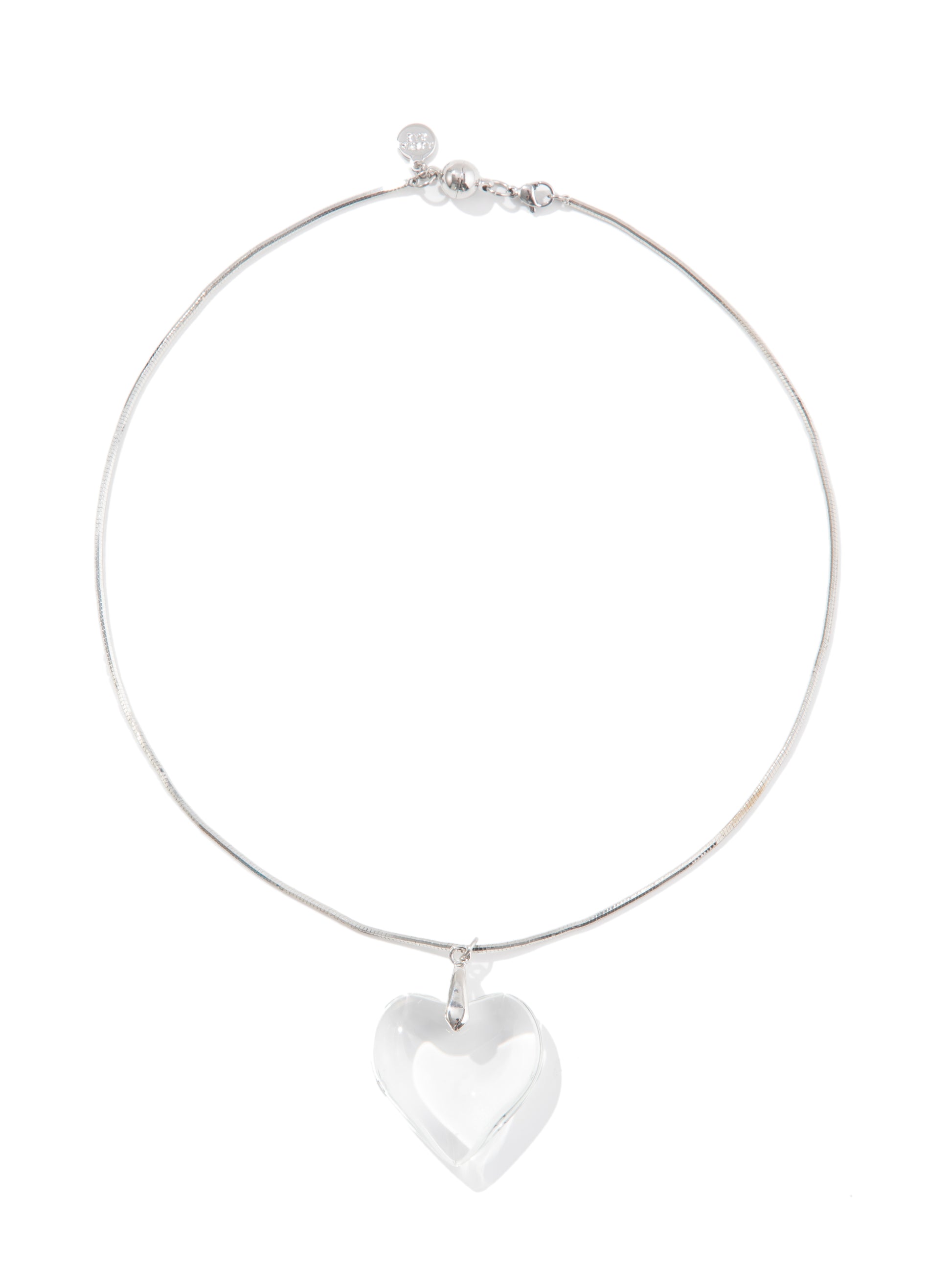 Glass Heart Necklace - Clear