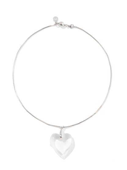 Glass Heart Necklace - Clear
