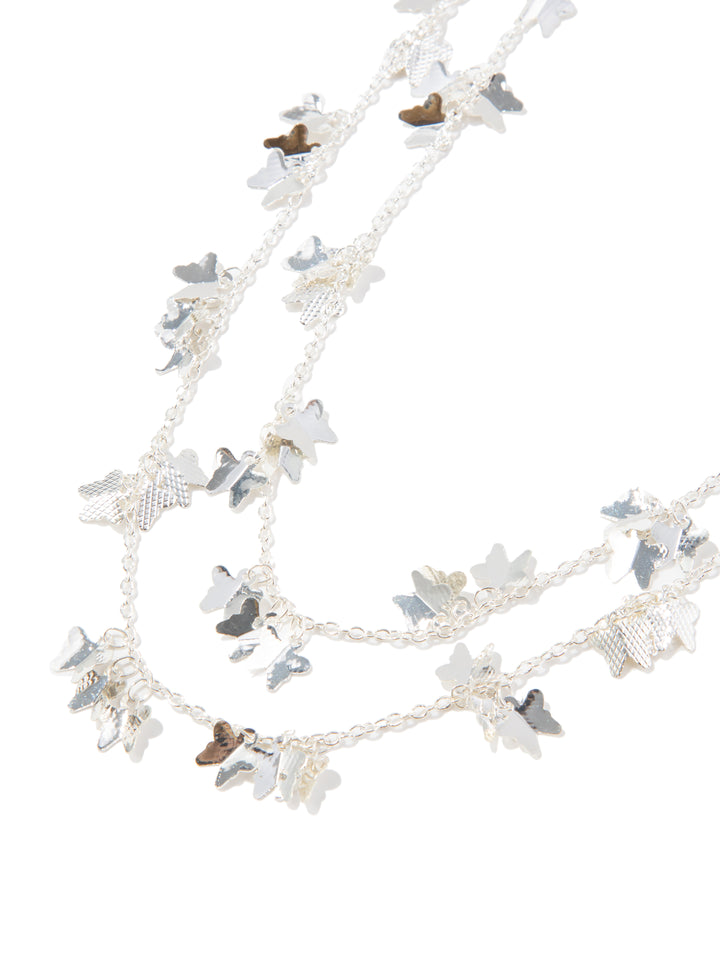 Amara Necklace Long - Liquid Metallic Pearl White