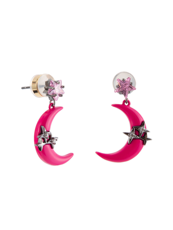 Moony Earrings -Gunmetal Fuchsia