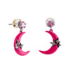 Moony Earrings -Gunmetal Fuchsia