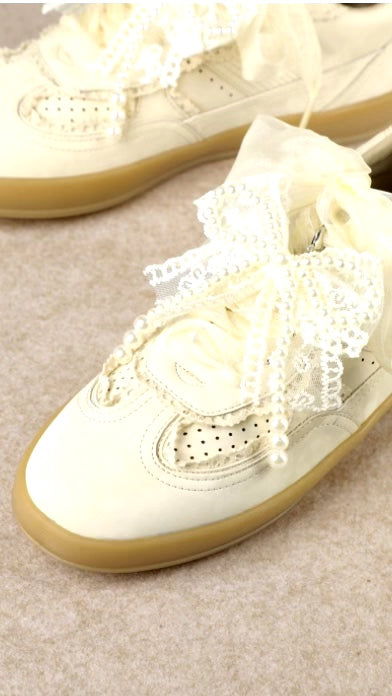 Eleanor Lace Trim Sneakers - Yellow