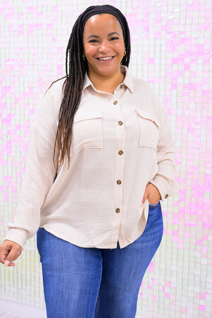 Surrendered Button Down Top