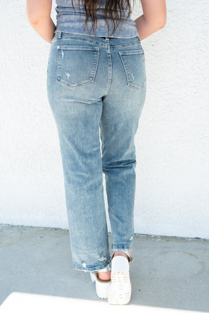 Judy Blue Lovin On Me Mid Rise Distressed Straight Jeans